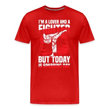 Je suis un amoureux et un combattant mais aujourd’hui - T-shirt bio Premium Homme - rouge - Devant - Damien (186cm)