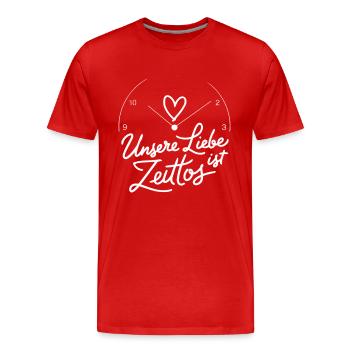 Unsere Liebe Ist Zeitlos – Zeitlose Botschaft Für - Männer Premium Bio T-Shirt - Rot - Vorne - Damien (186cm)