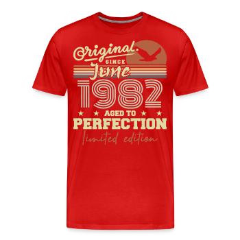 Geboren im Juni 1982, Juni 1982, Geboren im Juni 1982 Juni 1982 - Männer Premium Bio T-Shirt - Rot - Vorne - Damien (186cm)