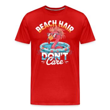 Beach Hair Don't Care Flamingo Sommer - Männer Premium Bio T-Shirt - Rot - Vorne - Damien (186cm)