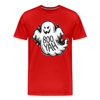 Creepy Boo Yah Ghost Cartoon Illustration - Men's Premium Organic T-Shirt - red - Front - Damien (186cm)