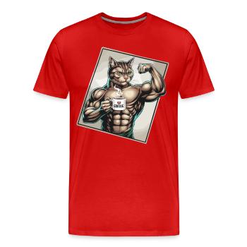 Chat puissant avec du café - T-shirt bio Premium Homme - rouge - Devant - Damien (186cm)