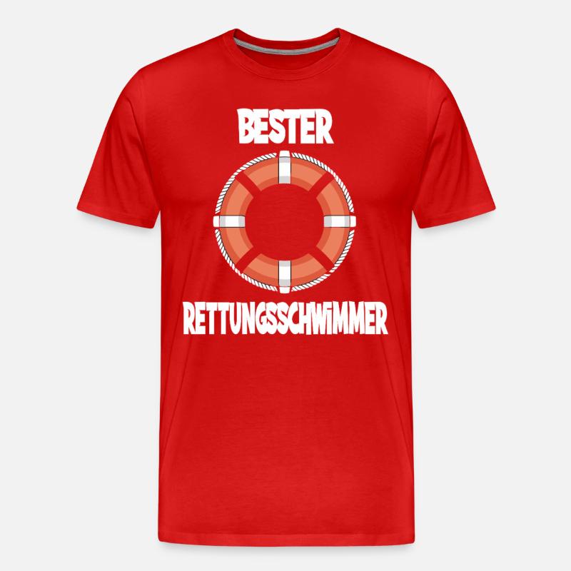 Bester Rettungsschwimmer Leben Rettungsring - Männer Premium Bio T-Shirt - Rot