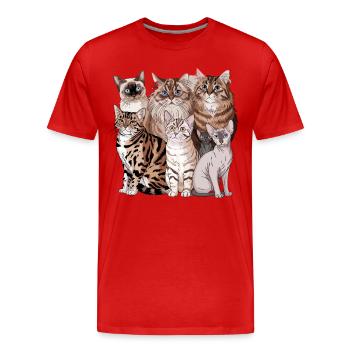 Verschiedene Katzenrassen Illustration - Männer Premium Bio T-Shirt - Rot - Vorne - Damien (186cm)