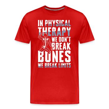 Physiotherapy Overcoming boundaries with attitude - Men's Premium Organic T-Shirt - red - Front - Damien (186cm)