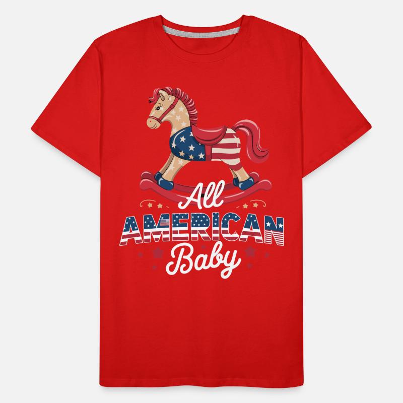 Conception de cheval à bascule pour bébé américain T-shirt bio Premium Homme