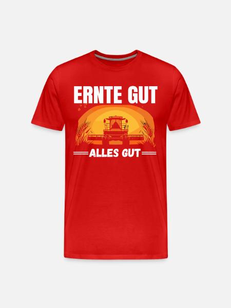 Høst Godt Alle gode landbrugsmotiv - Herre Premium T-shirt økologisk - rød