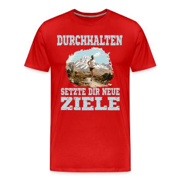 Durchhalten Setze Dir Neue Ziele Motivation Lauf - Männer Premium Bio T-Shirt - Rot - Vorne - Damien (186cm)