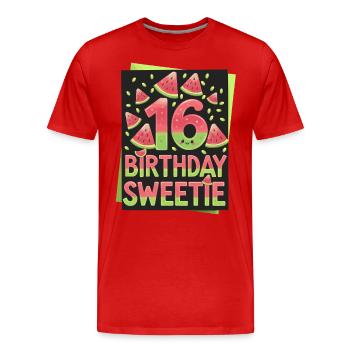 16th Birthday Watermelon Fun - Men's Premium Organic T-Shirt - red - Front - Damien (186cm)