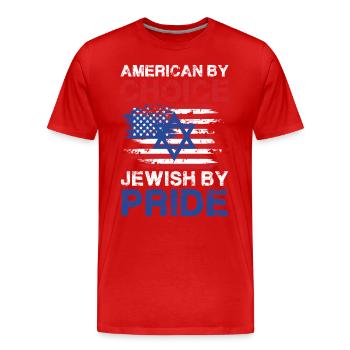 Américain Par choix Juif Par Fierté Drapeau Design - T-shirt bio Premium Homme - rouge - Devant - Damien (186cm)