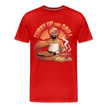 Curry Up et Grill BBQ Inde Cuisson - T-shirt bio Premium Homme - rouge - Devant - Damien (186cm)
