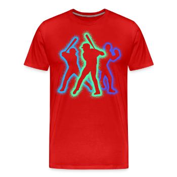 Baseball Baseballer Silhouettes Joueur de Baseball - T-shirt bio Premium Homme - rouge - Devant - Damien (186cm)