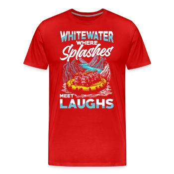 Wildwasser Abenteuer: Wo Spritzer auf Lachen - Männer Premium Bio T-Shirt - Rot - Vorne - Damien (186cm)