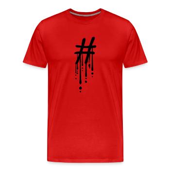 Graffiti Tropfen Hashtag - Männer Premium Bio T-Shirt - Rot - Vorne - Damien (186cm)