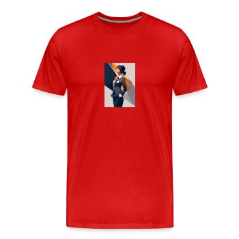 Flugbegleiterin 3 - Männer Premium Bio T-Shirt - Rot - Vorne - Damien (186cm)