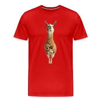 Lama - Männer Premium Bio T-Shirt - Rot - Vorne - Damien (186cm)
