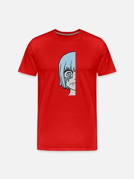 Half sad girl face - Men's Premium Organic T-Shirt - red