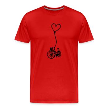 Vélo avec le cœur sur la corde - T-shirt bio Premium Homme - rouge - Devant - Damien (186cm)