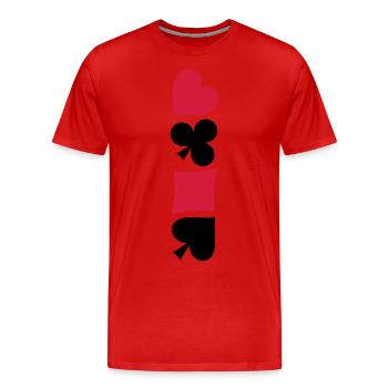 Herz Karo Poker Skat Symbole - Männer Premium Bio T-Shirt - Rot - Vorne - Damien (186cm)