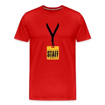 trailer badge staff member crew member mitar - Men's Premium Organic T-Shirt - red - Front - Damien (186cm)
