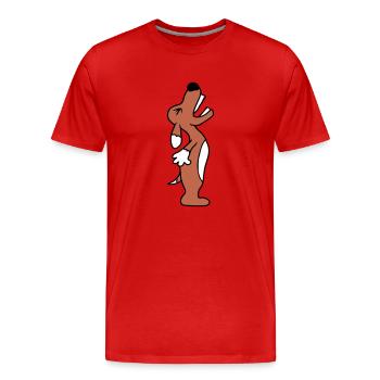 Dog angrily yelling upwards barking loudly yapping - Men's Premium Organic T-Shirt - red - Front - Damien (186cm)