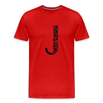 Buchstabe J - Männer Premium Bio T-Shirt - Rot - Vorne - Damien (186cm)