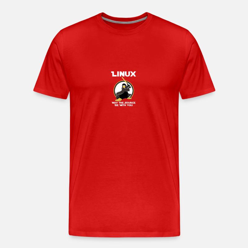 may_the_linux_source - T-shirt bio Premium Homme - rouge