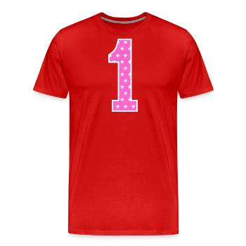 Number 1 - Men's Premium Organic T-Shirt - red - Front - Damien (186cm)