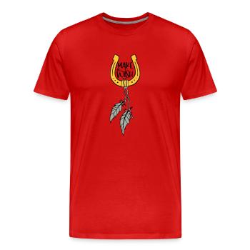 WUNSCH HUFEN PFERD TRÄUME PFERDEN WÜNSCHEN MOTIV - Männer Premium Bio T-Shirt - Rot - Vorne - Damien (186cm)