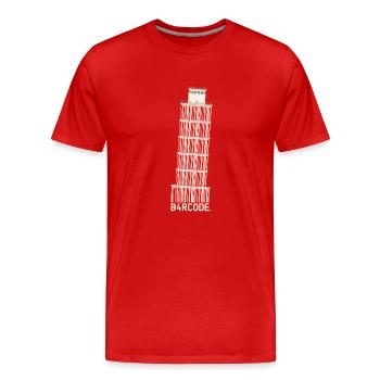 B4RCODE. Pise - T-shirt bio Premium Homme - rouge - Devant - Damien (186cm)