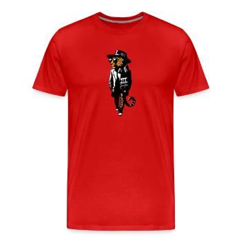 Leopard dandy - Men's Premium Organic T-Shirt - red - Front - Damien (186cm)