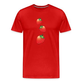 3 Erdbeeren gehen runter - Männer Premium Bio T-Shirt - Rot - Vorne - Damien (186cm)