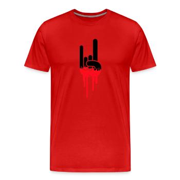 Heavy Metal Hard Rock Graffiti Hörner Handgeste - Männer Premium Bio T-Shirt - Rot - Vorne - Damien (186cm)