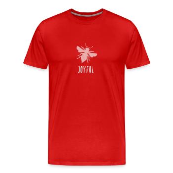 Rosa Bee Joyful Biene Be Joyful - Männer Premium Bio T-Shirt - Rot - Vorne - Damien (186cm)