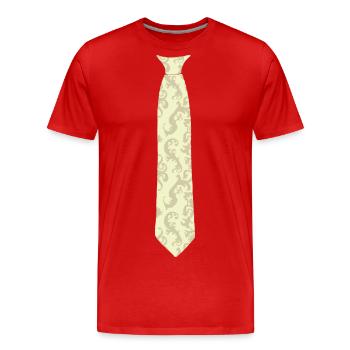 Fausse cravate, cravate rétro - T-shirt bio Premium Homme - rouge - Devant - Damien (186cm)