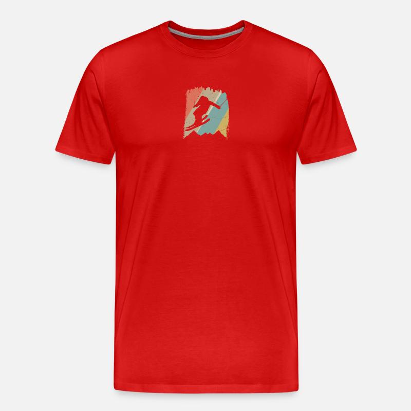 Retro Snowboard Silhouette auf Pastellstreifen - Männer Premium Bio T-Shirt - Rot