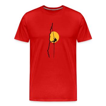 Grimpeur rappel au coucher du soleil - T-shirt bio Premium Homme - rouge - Devant - Damien (186cm)