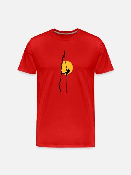 Climber rappelling in the sunset - Men's Premium Organic T-Shirt - red