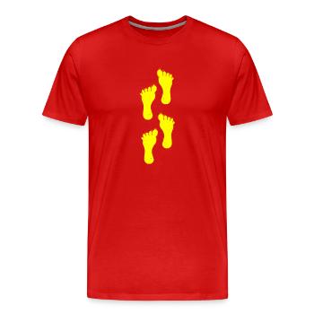 marche jaune du pied gauche - T-shirt bio Premium Homme - rouge - Devant - Damien (186cm)