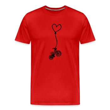 Vélo avec le cœur sur la corde - T-shirt bio Premium Homme - rouge - Devant - Damien (186cm)