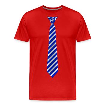 Krawatte gestreift Blau - Männer Premium Bio T-Shirt - Rot - Vorne - Damien (186cm)