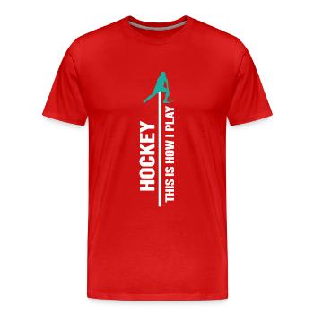 Field Hockey Hockey Penalty Hockey Zone - Men's Premium Organic T-Shirt - red - Front - Damien (186cm)