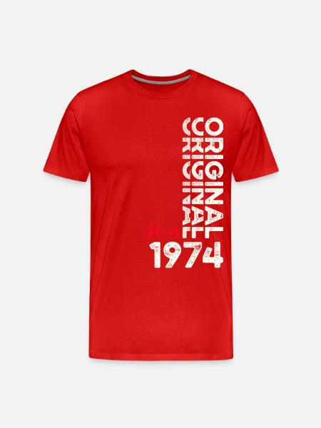 50-års fødselsdag Mand Original maj Vintage 1974 - Herre Premium T-shirt økologisk - rød