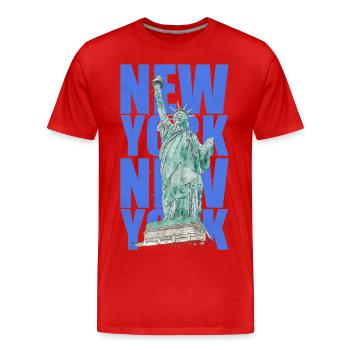 Freiheitsstatue New York - Männer Premium Bio T-Shirt - Rot - Vorne - Damien (186cm)