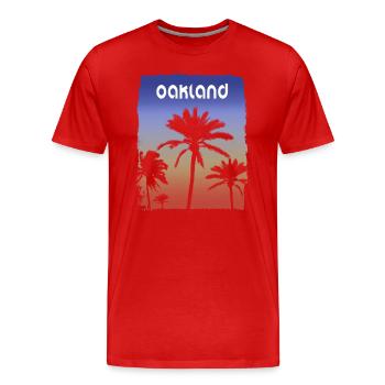 Oakland Californie coucher de soleil vacances Souvenir Palm - T-shirt bio Premium Homme - rouge - Devant - Damien (186cm)