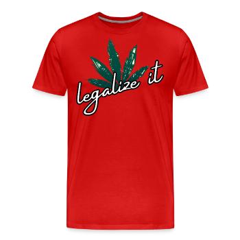 Légaliser la marijuana Cannabis Weed Ganja Mary Jane - T-shirt bio Premium Homme - rouge - Devant - Damien (186cm)