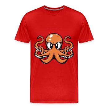Oktopus Comic - Männer Premium Bio T-Shirt - Rot - Vorne - Damien (186cm)