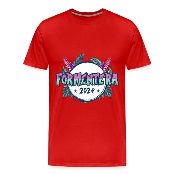Jours fériés Formentera 2024 - T-shirt bio Premium Homme - rouge - Devant - Damien (186cm)