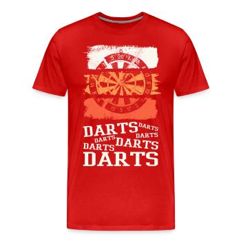 Fléchettes, jeu de fléchettes, jeu de fléchettes, fléchettes, joueurs de fléchettes - T-shirt bio Premium Homme - rouge - Devant - Damien (186cm)