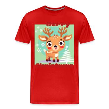 Joyeux Noël - cerf porte-bonheur mignon - Noël de neige - T-shirt bio Premium Homme - rouge - Devant - Damien (186cm)